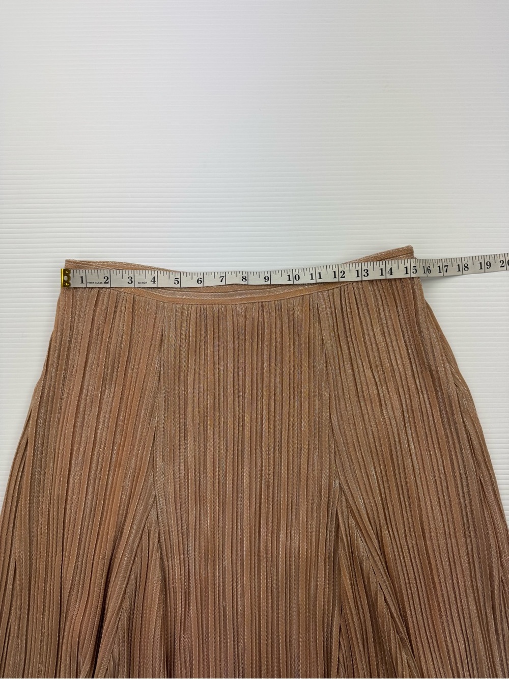 Anthropologie Maeve Ambra Rose Gold Metallic Pleated Midi Skirt Small - Picture 6 of 9